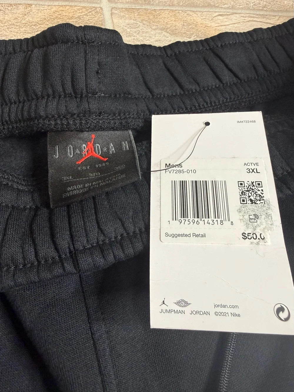 Air Jordan Brooklyn Fleece Jumpman Shorts Mens Size 3XL Black FV7285-010 NWT